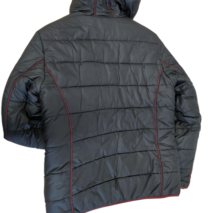 Armani Jeans Black Quilted Parka Jacket with Plaid Lining