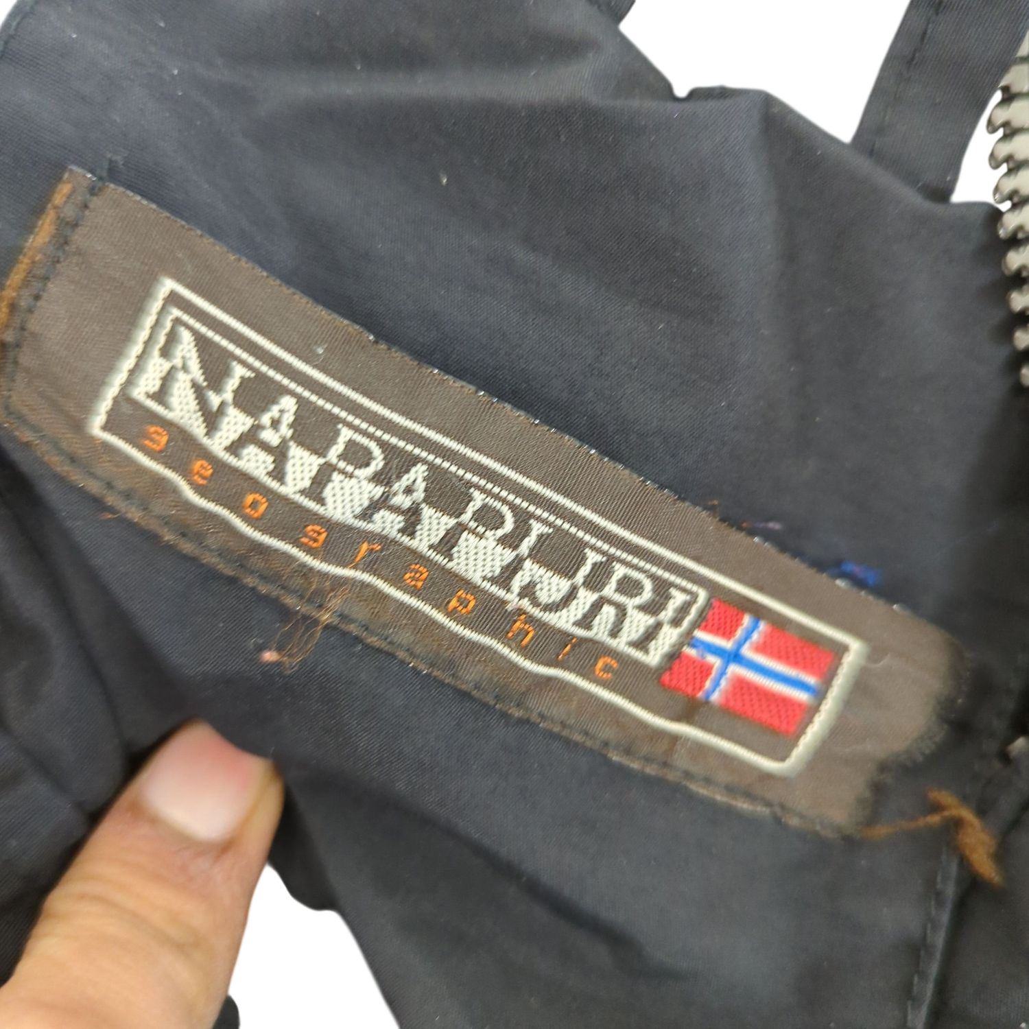 Napapijri Windbreaker Jacket - Black with Nordic Flag Patch