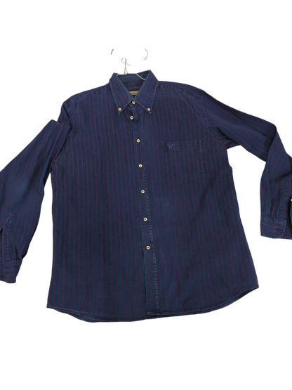Avirex Navy Striped Button-Down Shirt - Size Large
