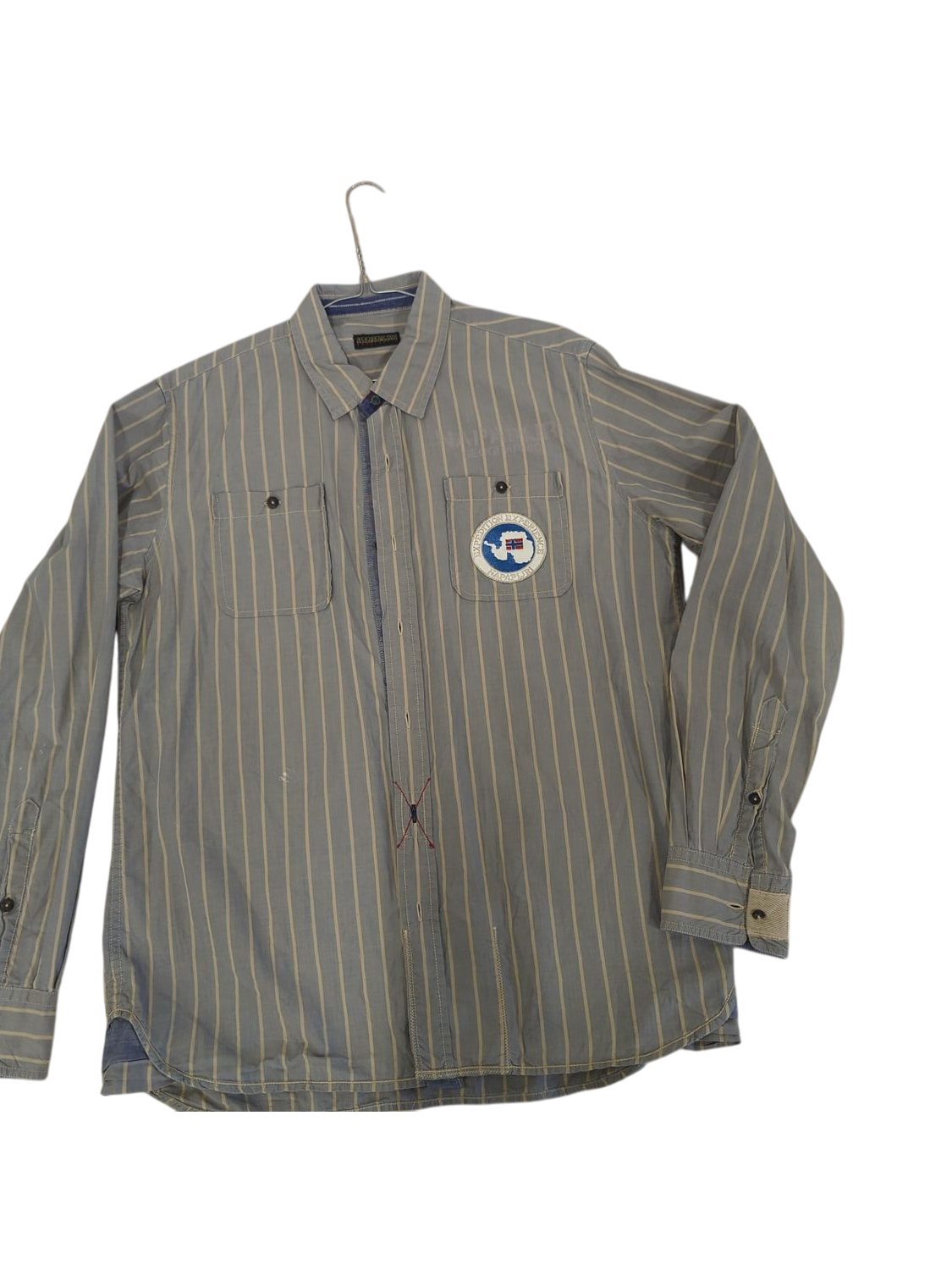 Napapijri Antarctic Expedition Blue Striped Button-Down Shirt