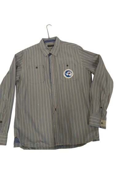Napapijri Antarctic Expedition Blue Striped Button-Down Shirt