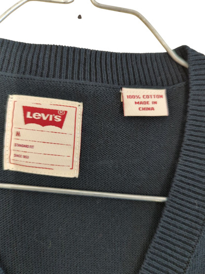 Levi's Navy Striped Cotton Sweater Vest - Size M