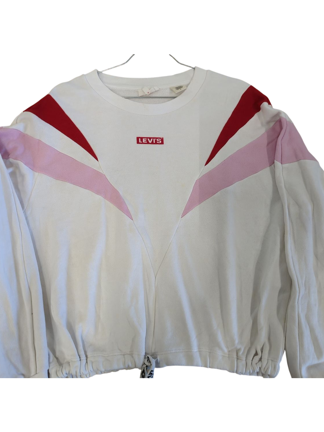 Levi's White T-shirt with Pink & Red Accents - Size M