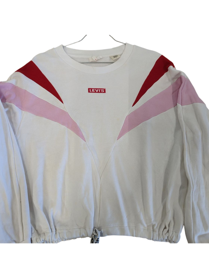 Levi's White T-shirt with Pink & Red Accents - Size M