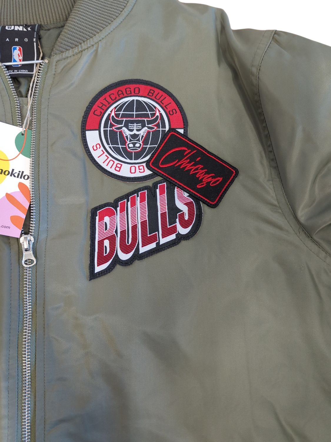 NBA Chicago Bulls Bomber Jacket - Olive Green - Size Large