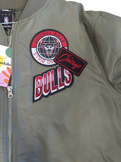 NBA Chicago Bulls Bomber Jacket - Olive Green - Size Large