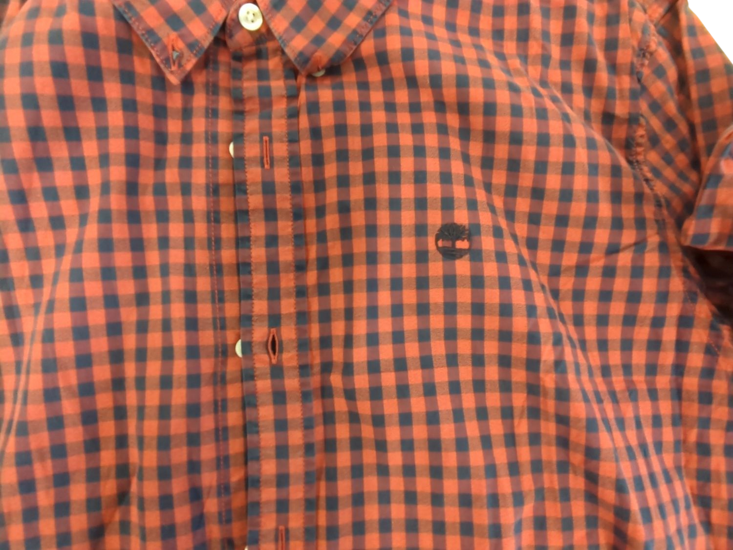 Timberland Red and Navy Checkered Button-Down Shirt - Size SL