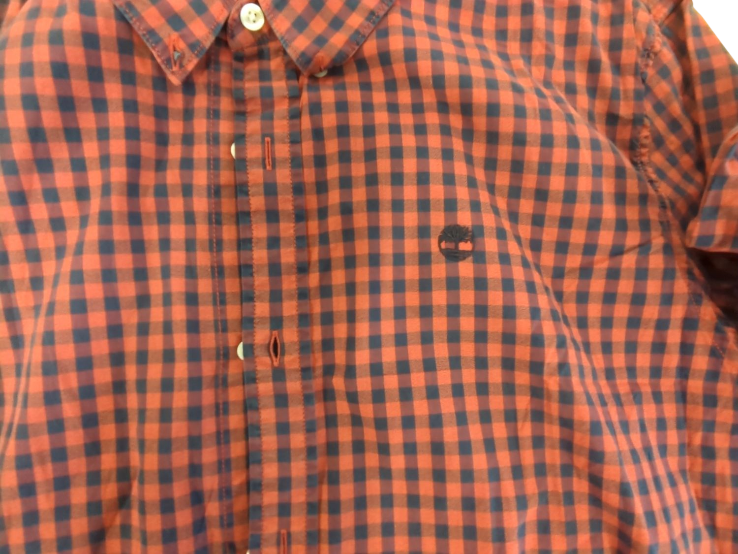 Timberland Red and Navy Checkered Button-Down Shirt - Size SL