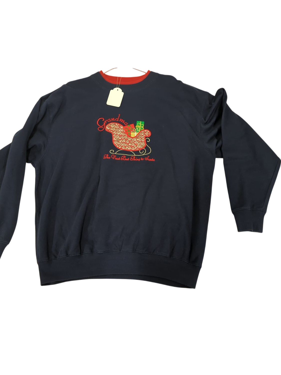 Christmas Sweatshirt by JC Penney - Navy Blue with Santa Sleigh - Size XL