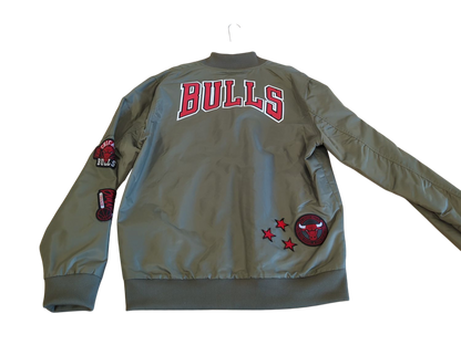NBA Chicago Bulls Bomber Jacket - Olive Green - Size Large
