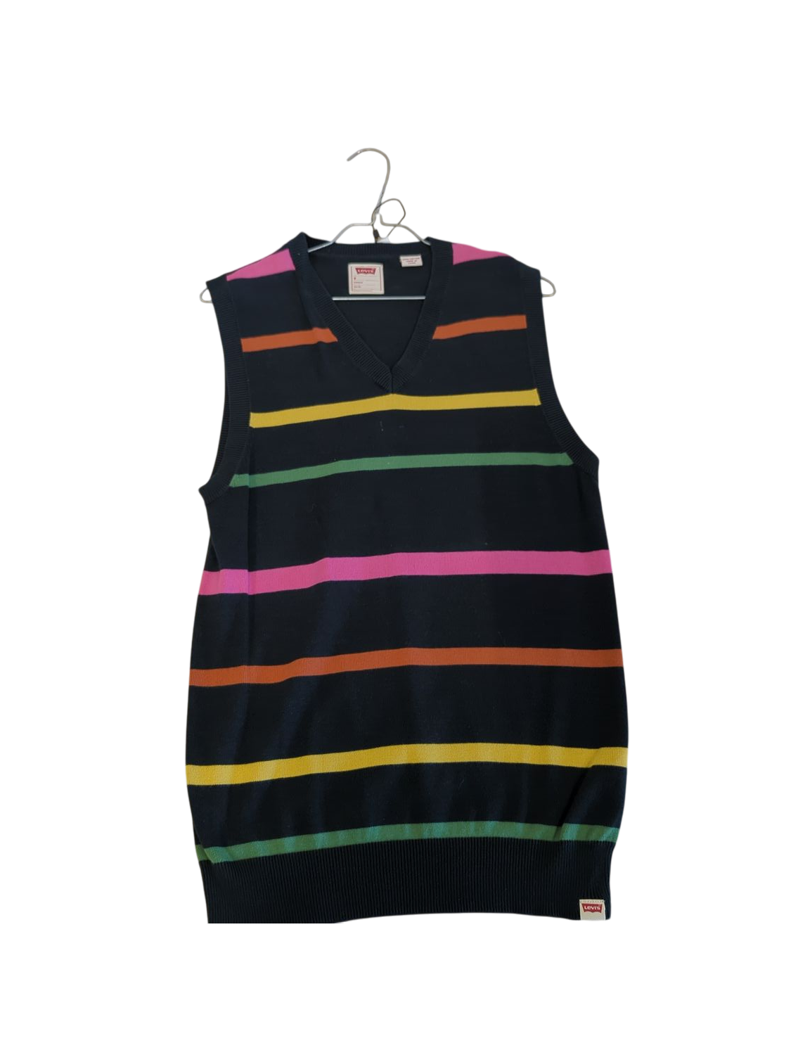 Levi's Navy Striped Cotton Sweater Vest - Size M