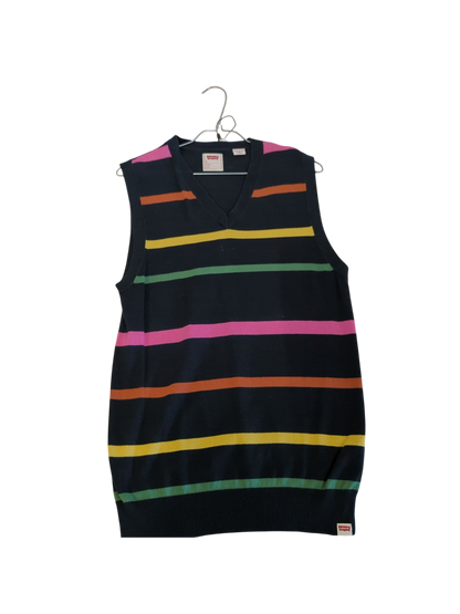 Levi's Navy Striped Cotton Sweater Vest - Size M
