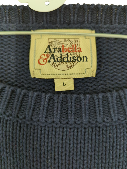 Arabella & Addison Navy Knit Sweater with Graphic Design - Size L