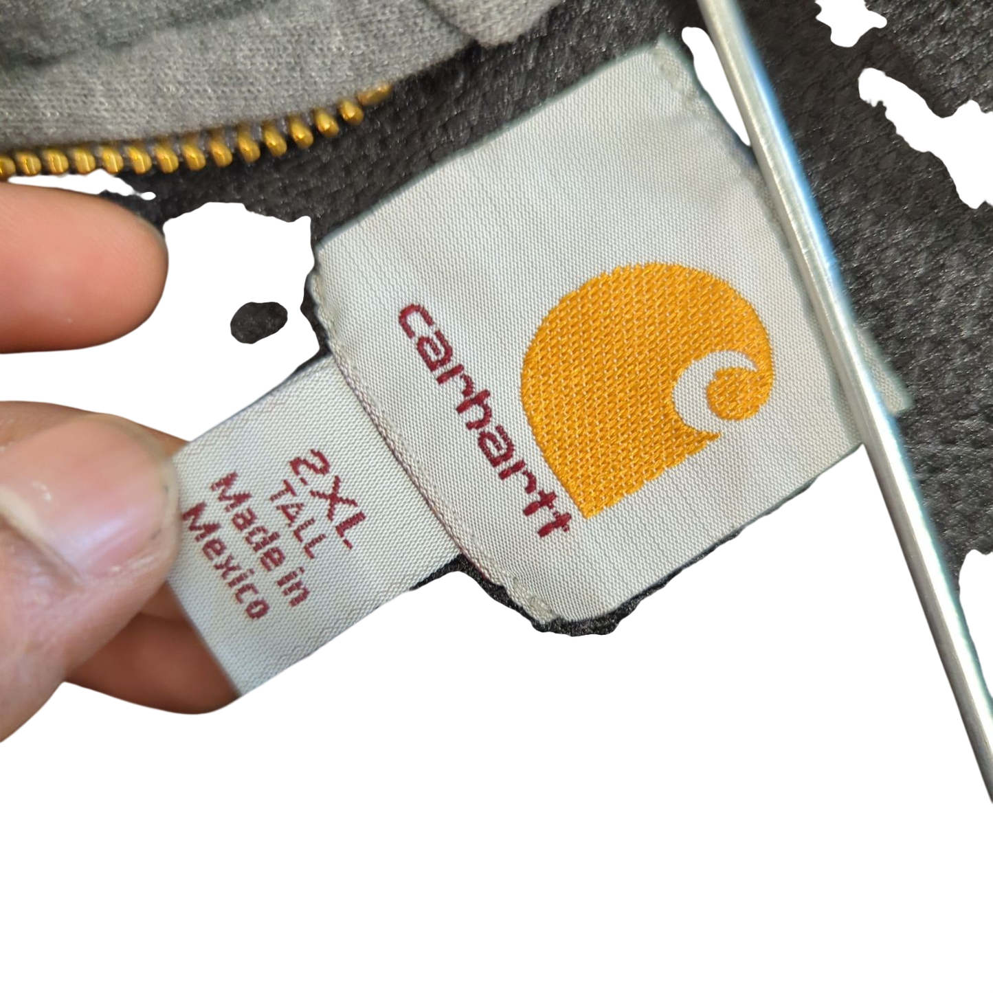 Carhartt Grey Zip-Up Hoodie Sweatshirt - Size 2XL