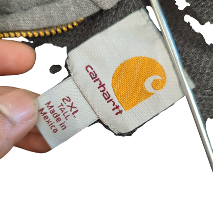 Carhartt Grey Zip-Up Hoodie Sweatshirt - Size 2XL