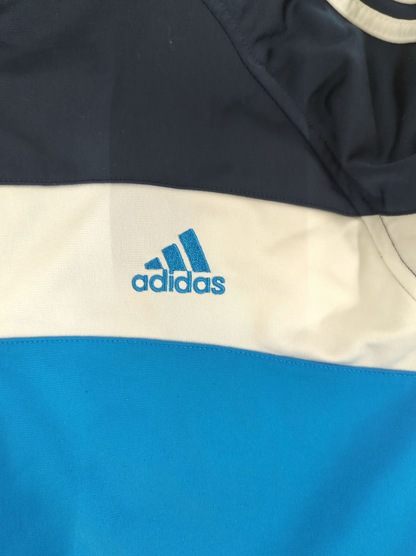 Adidas Blue Windbreaker Jacket with Classic Stripes - Size XL