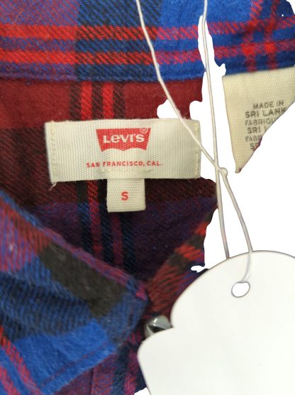 Levi's Red and Blue Plaid Flannel Shirt - Size S