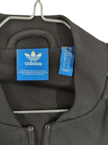 Adidas Black Track Jacket with Classic 3 Stripes - Size M