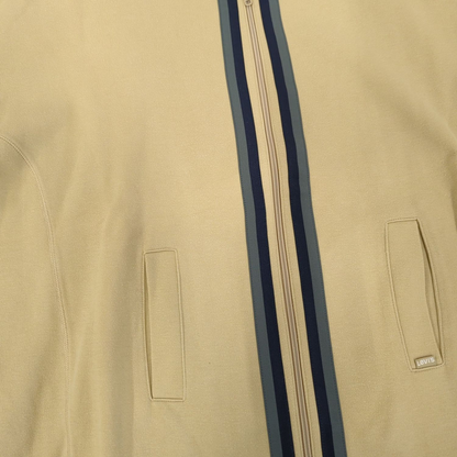 Levi's Beige Zip-Up Sweatshirt with Navy Stripes - Size XL