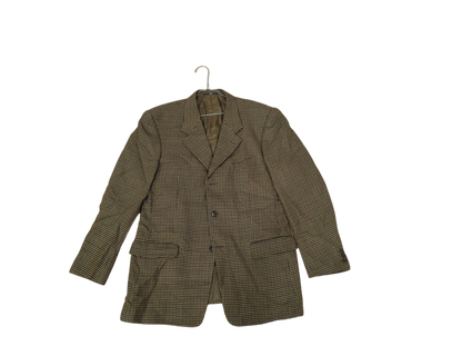 Valentino Uomo Brown Checkered Wool Blend Blazer - Made in Italy