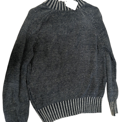 Trussardi Jeans Grey Knit Sweater - Ribbed Cuffs & Hem