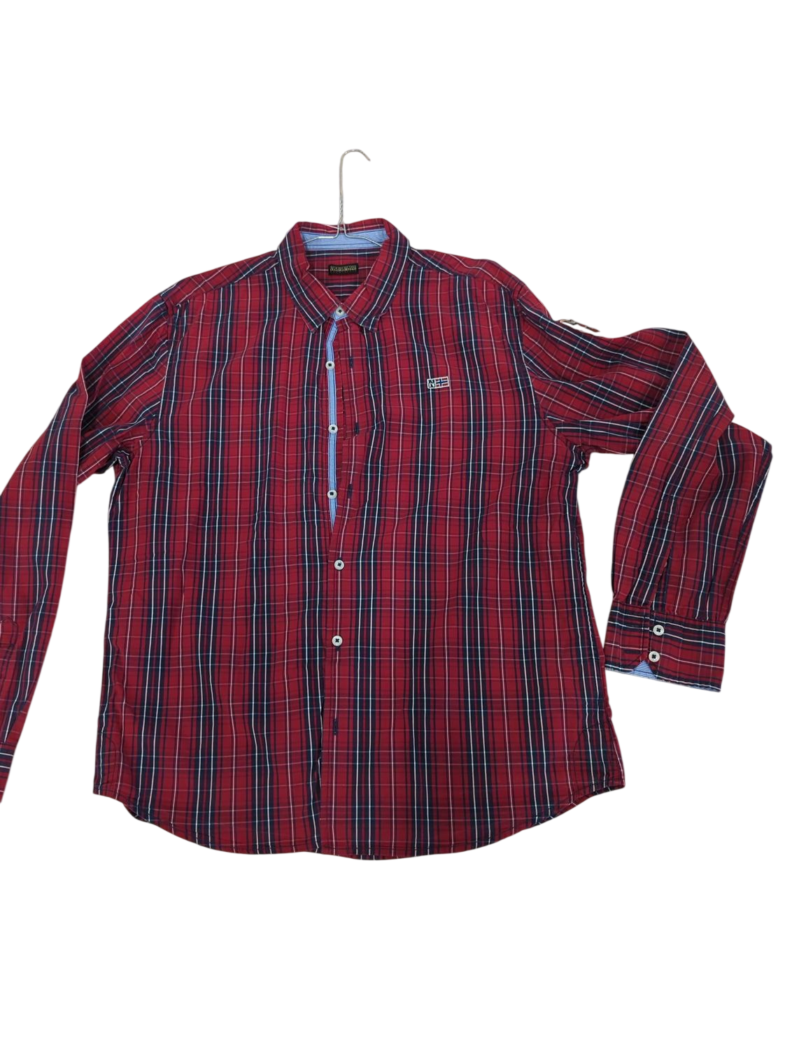 Napapijri Red Plaid Button-Down Shirt - Long Sleeve