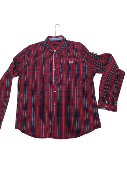 Napapijri Red Plaid Button-Down Shirt - Long Sleeve