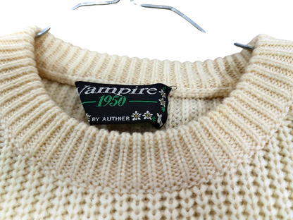 Vintage Vampire 1950 by Authier Cream Knit Sweater with Mountain Badge
