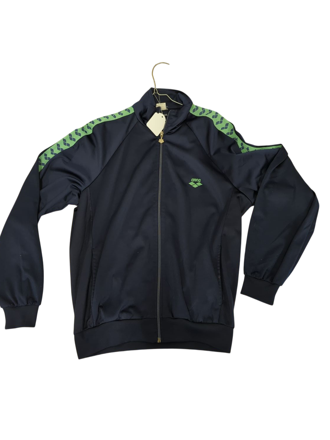Arena Navy Blue Track Jacket with Green Trim - Sportswear