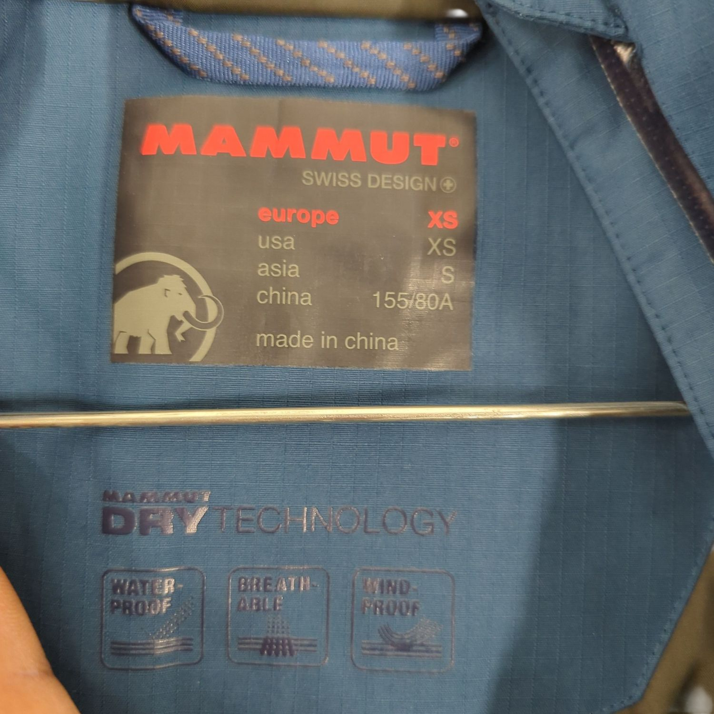 Mammut Blue Windbreaker Jacket - Size XS