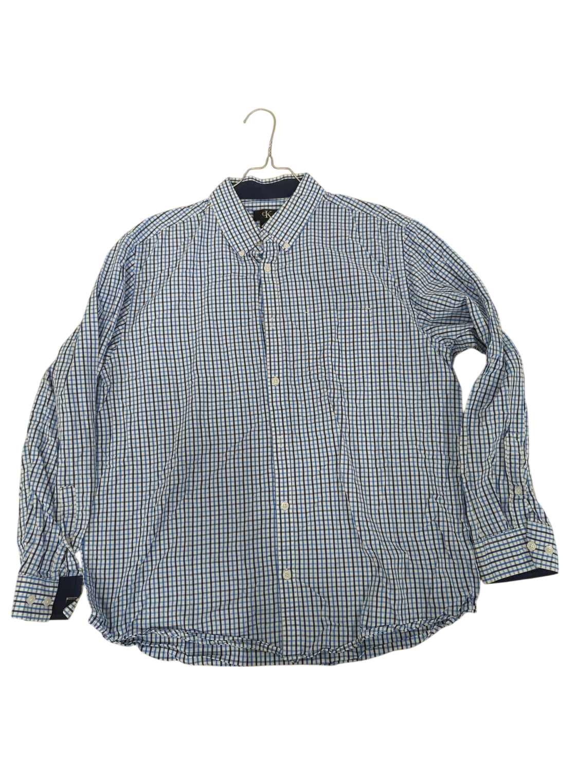 CK Klein Blue Checkered Button-Down Shirt - Size L