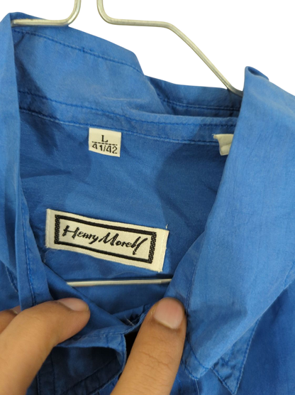 Henry Cotton's Blue Button-Down Shirt - Size 41/42