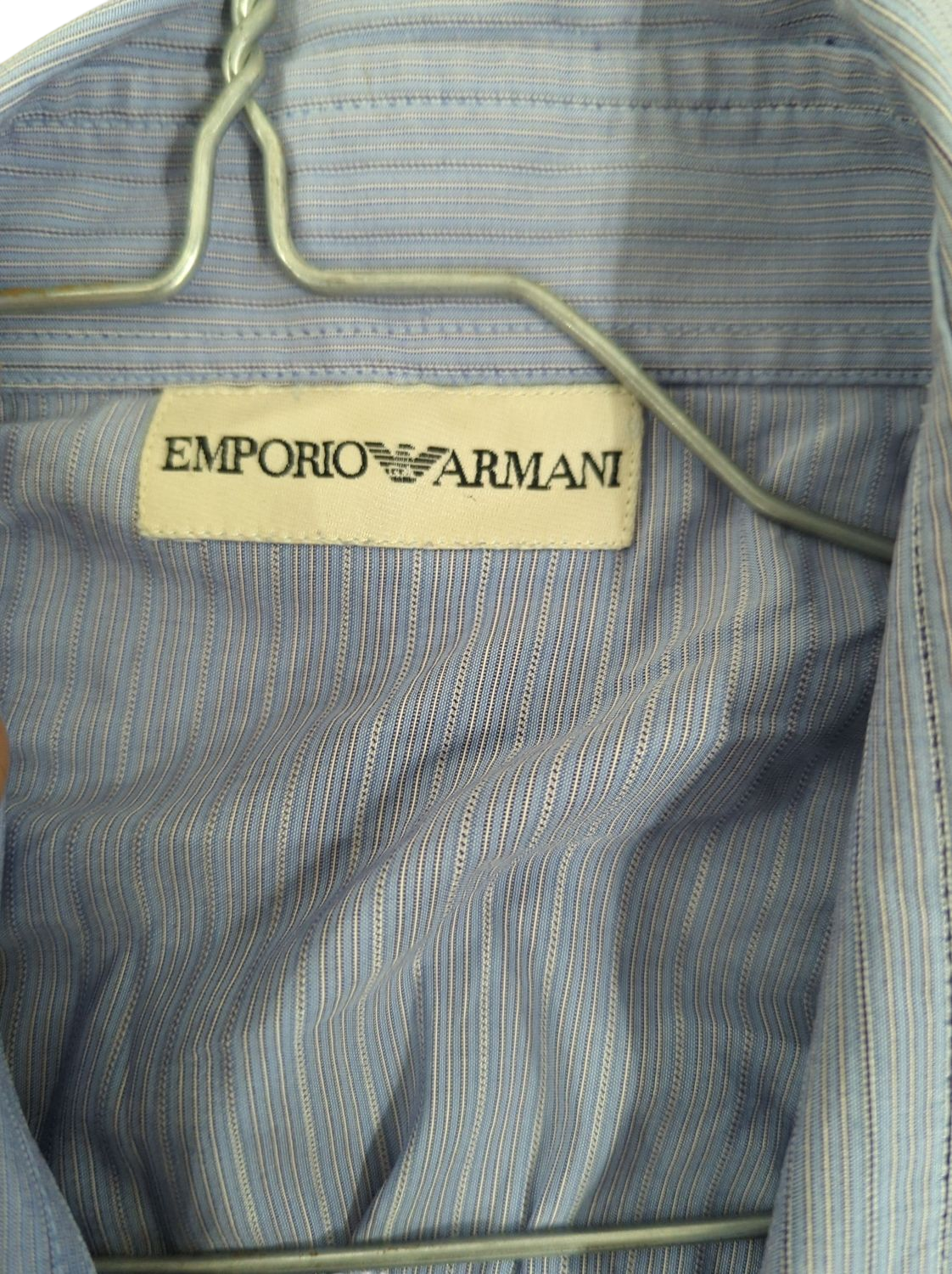 Emporio Armani Light Blue Striped Button-Down Shirt