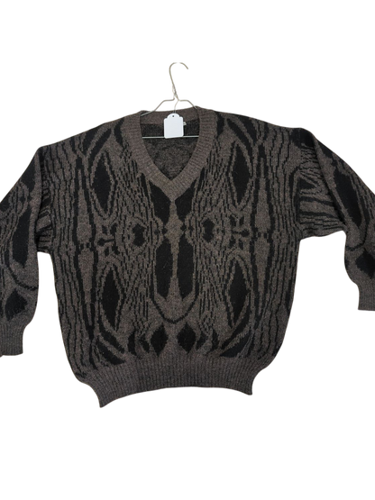 Monte Carlo Grey & Black Patterned Wool Sweater - Size S