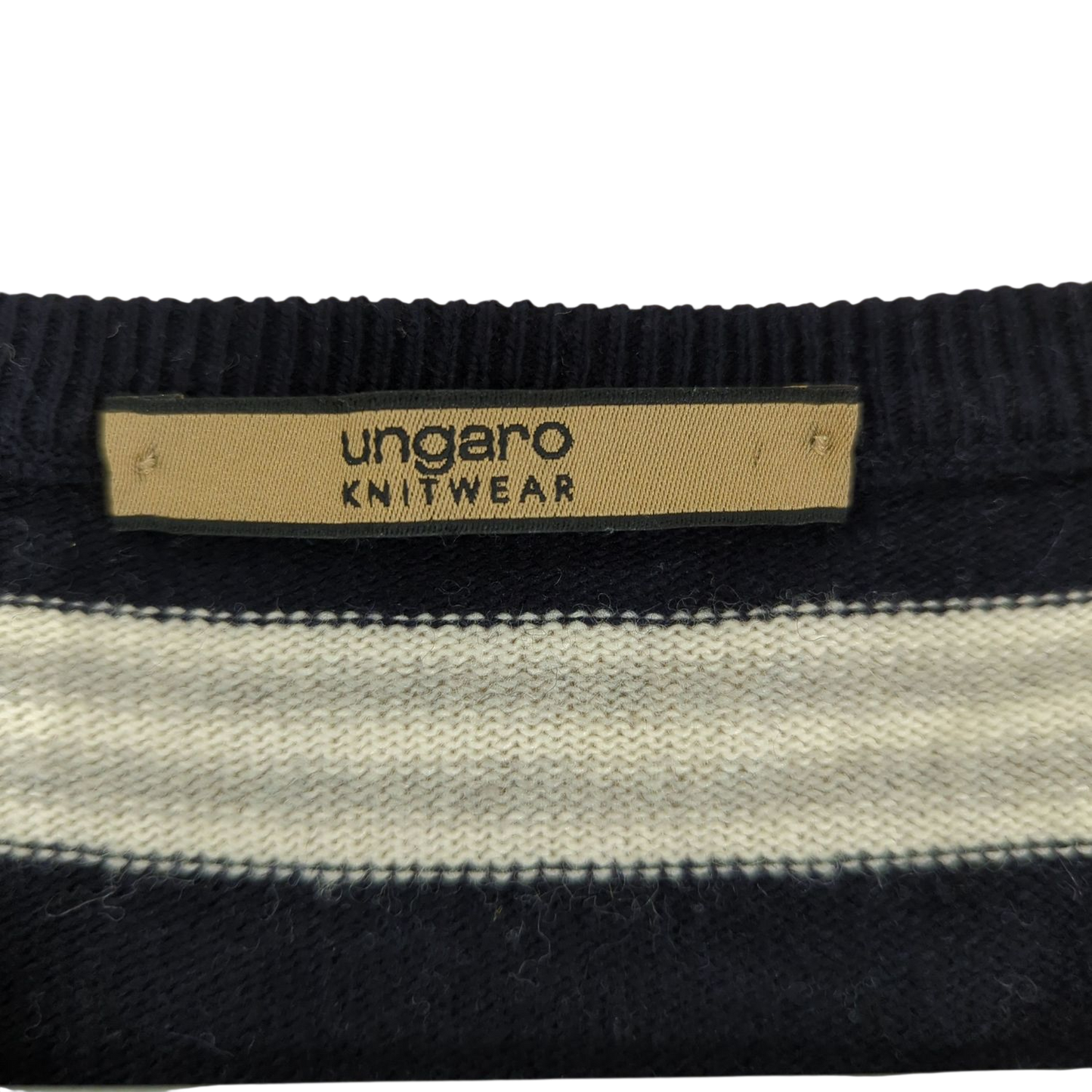 Ungaro Knitwear Navy Striped Sweater - Long Sleeve Crew Neck
