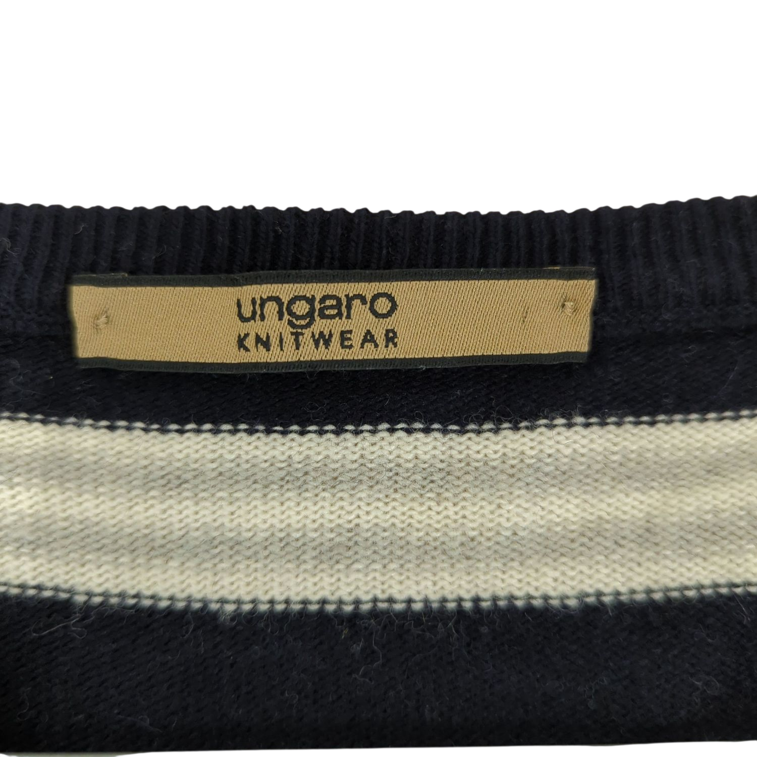 Ungaro Knitwear Navy Striped Sweater - Long Sleeve Crew Neck