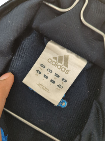Adidas Blue Windbreaker Jacket with Classic Stripes - Size XL