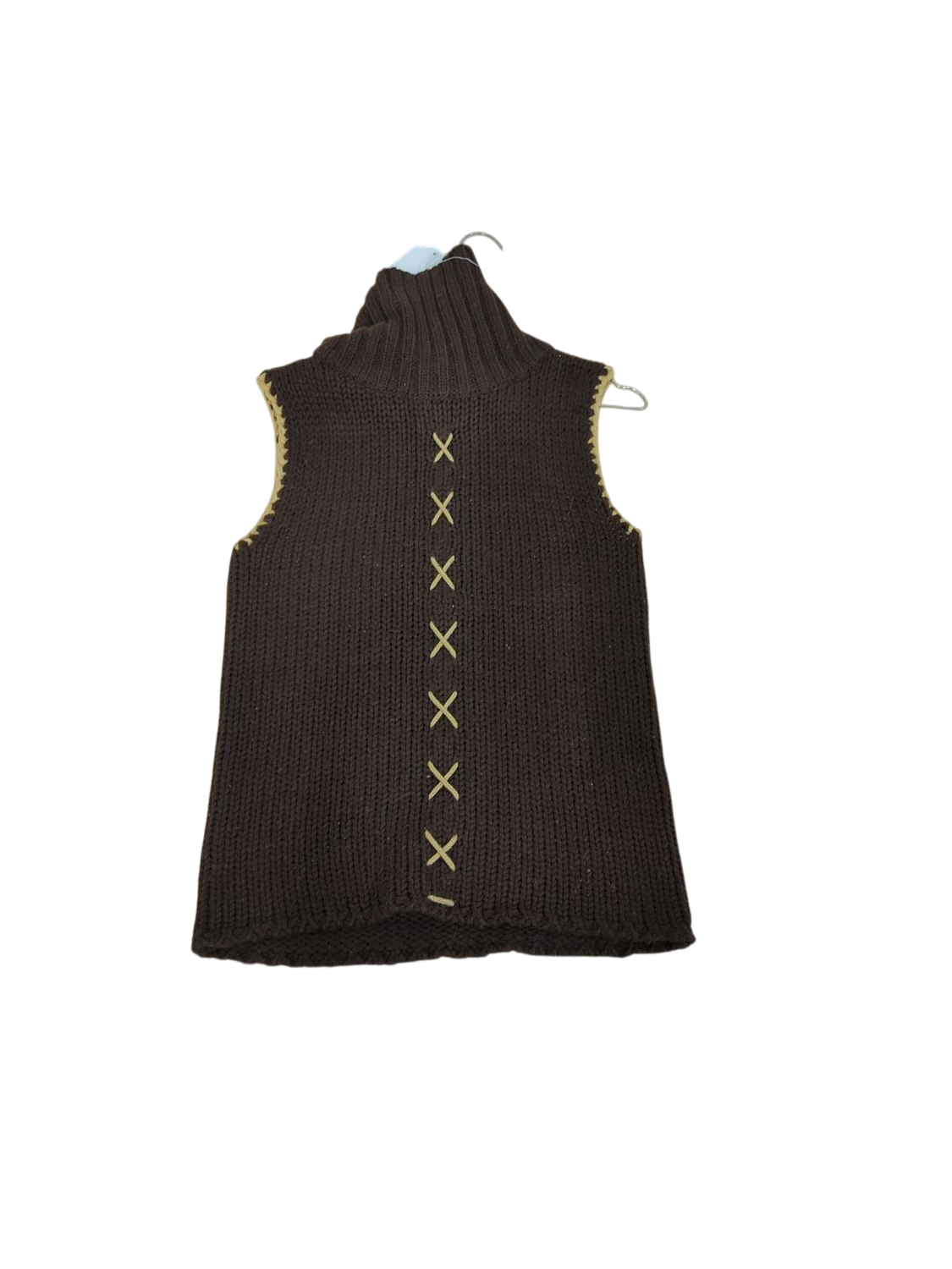 Bernard Collection Brown Wool Turtleneck Sweater Vest - Size M