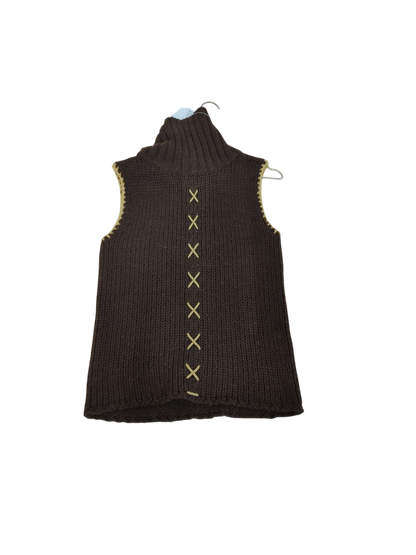 Bernard Collection Brown Wool Turtleneck Sweater Vest - Size M