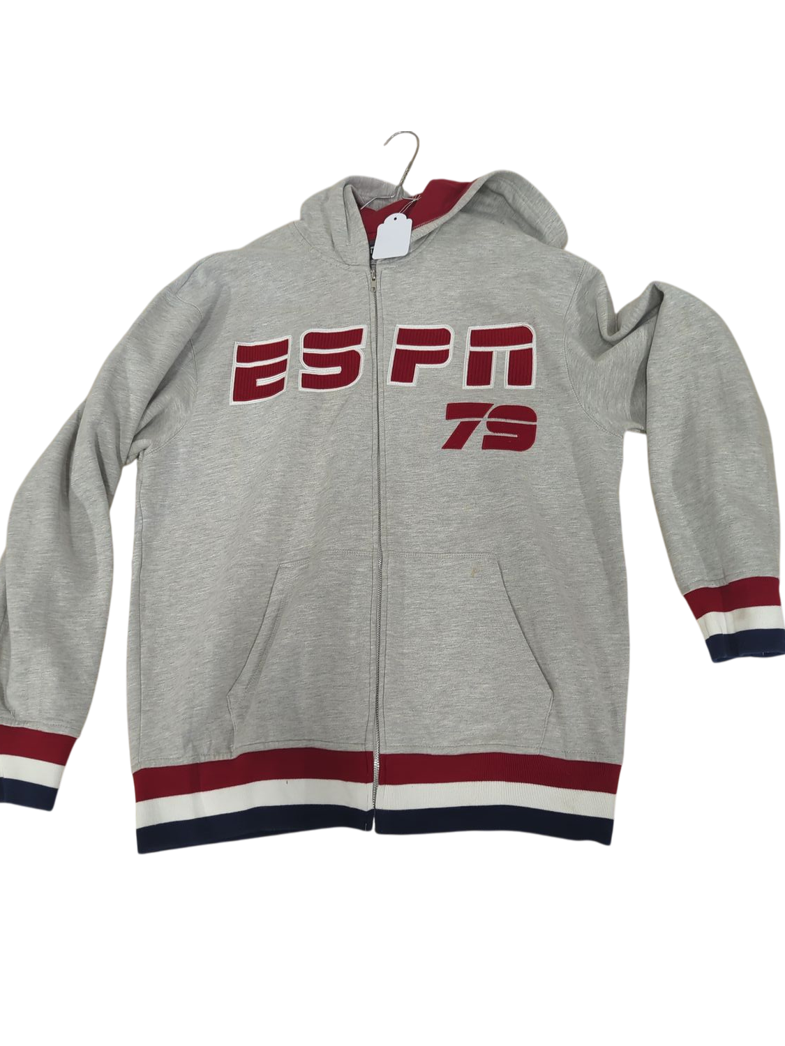 ESPN Grey Sweatshirt with Tricolor Trim - Size L