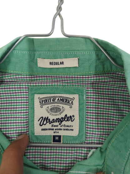 Wrangler Green Button-Down Shirt - Size M - Regular Fit