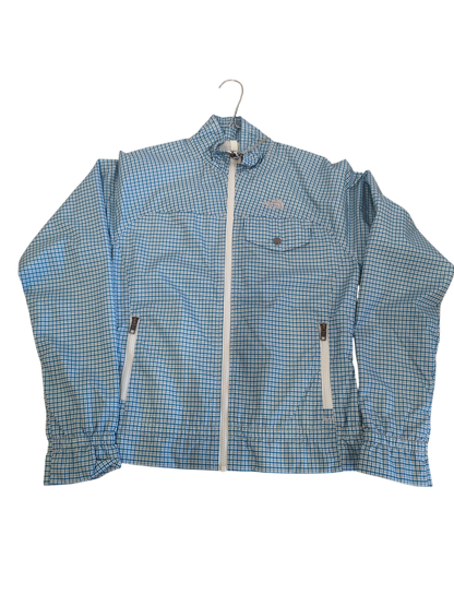 The North Face Blue Checkered Windbreaker Jacket - Size S