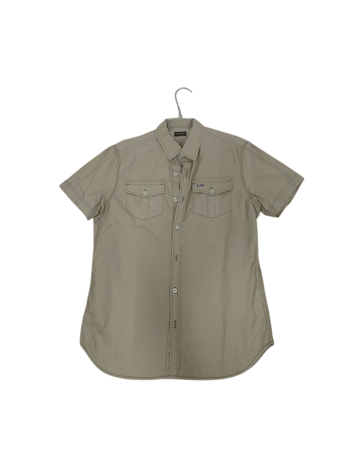Napapijri Geographic Short Sleeve Button-Down Shirt - Beige