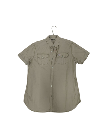 Napapijri Geographic Short Sleeve Button-Down Shirt - Beige