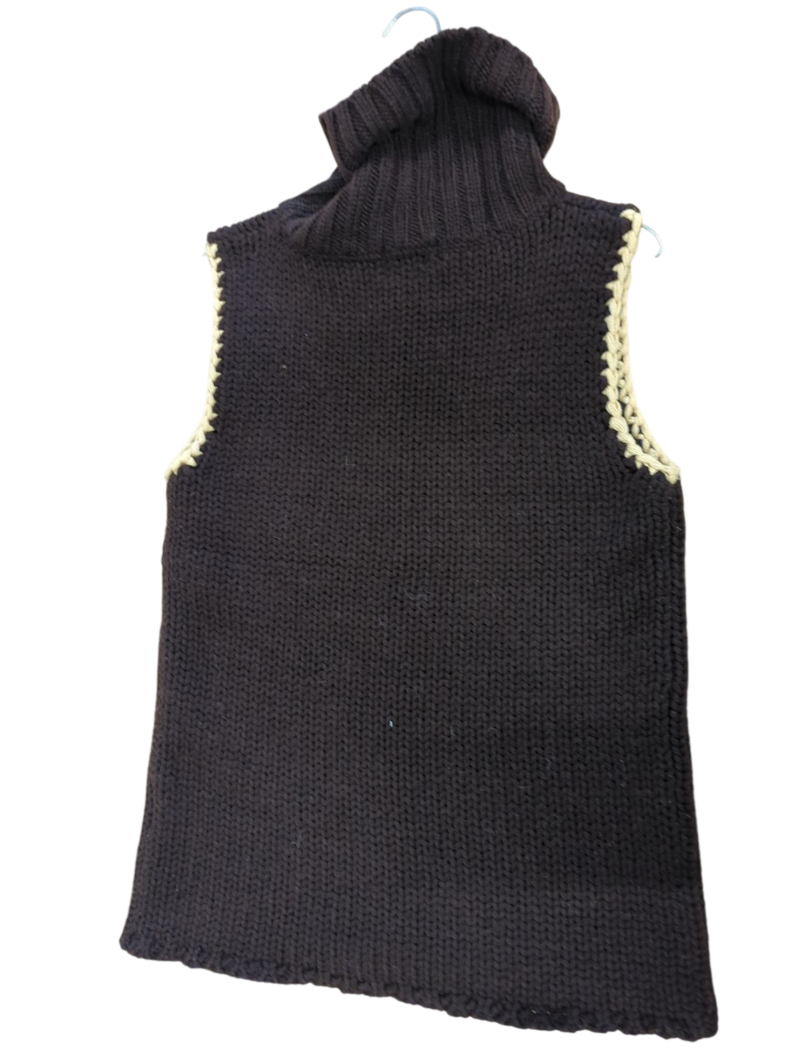Bernard Collection Brown Wool Turtleneck Sweater Vest - Size M
