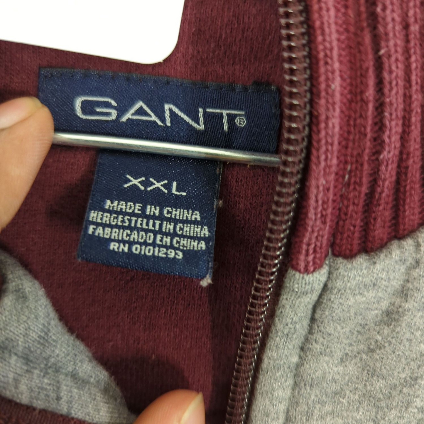 GANT Burgundy & Grey Bomber Jacket - Size XXL