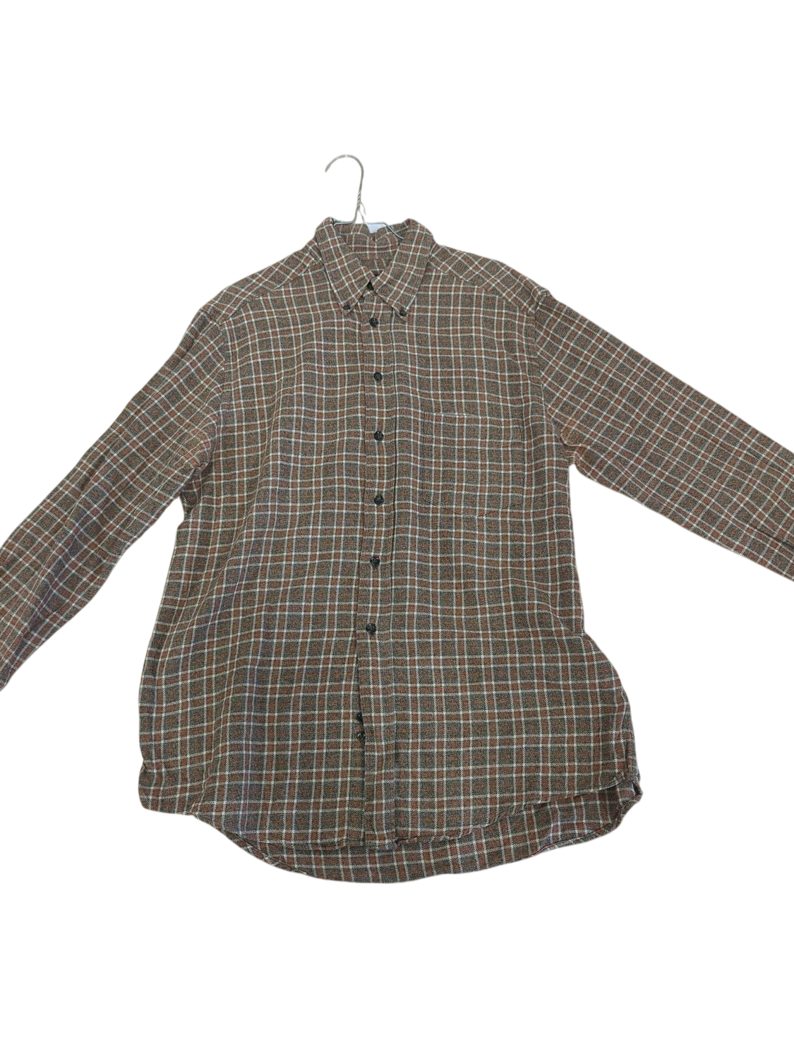 BOSS Hugo Boss Plaid Button-Down Shirt - Brown Checkered Pattern