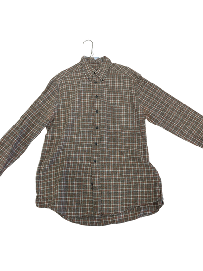 BOSS Hugo Boss Plaid Button-Down Shirt - Brown Checkered Pattern