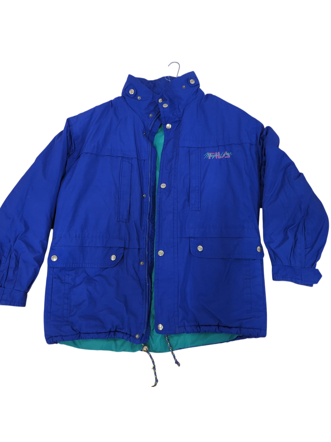 Vintage Sun Trekker Blue Windbreaker Jacket with Teal Lining