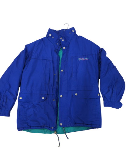 Vintage Sun Trekker Blue Windbreaker Jacket with Teal Lining